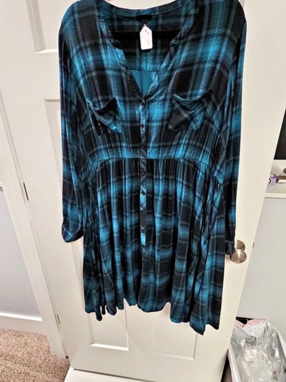 Torrid Plaid Mini Dress in Blue & Black Size 2x